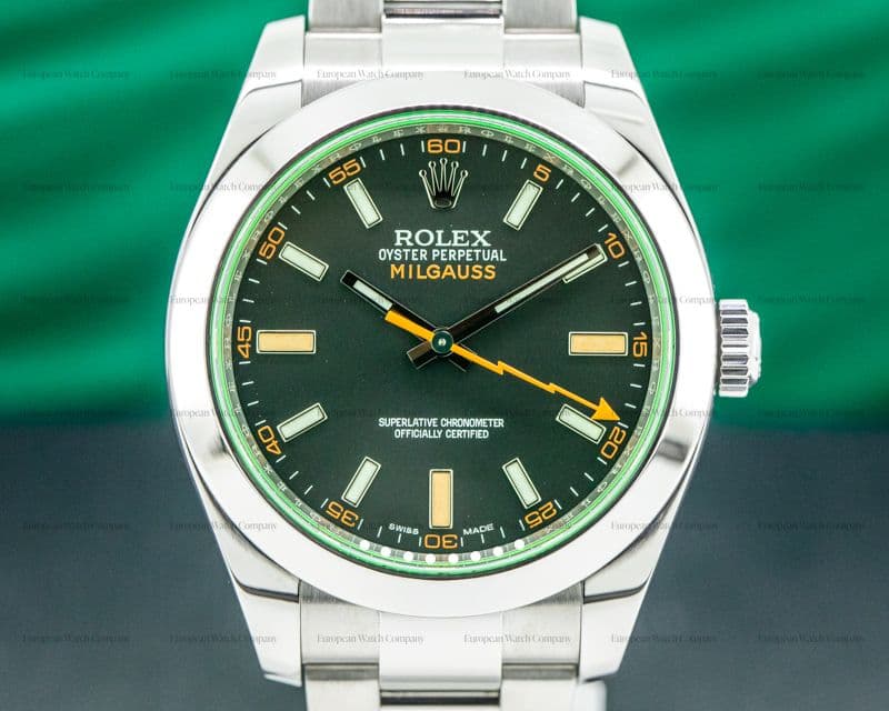 Rolex Milgauss SS Black Dial Green Crystal 2019