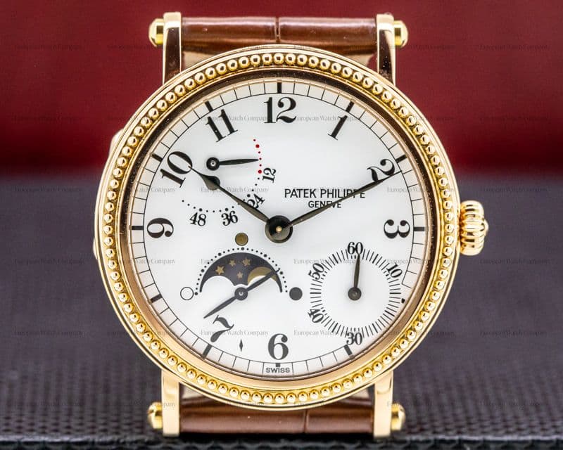 Patek Philippe Moonphase Power Reserve 5015R 18K Rose Gold Hobnail Bezel