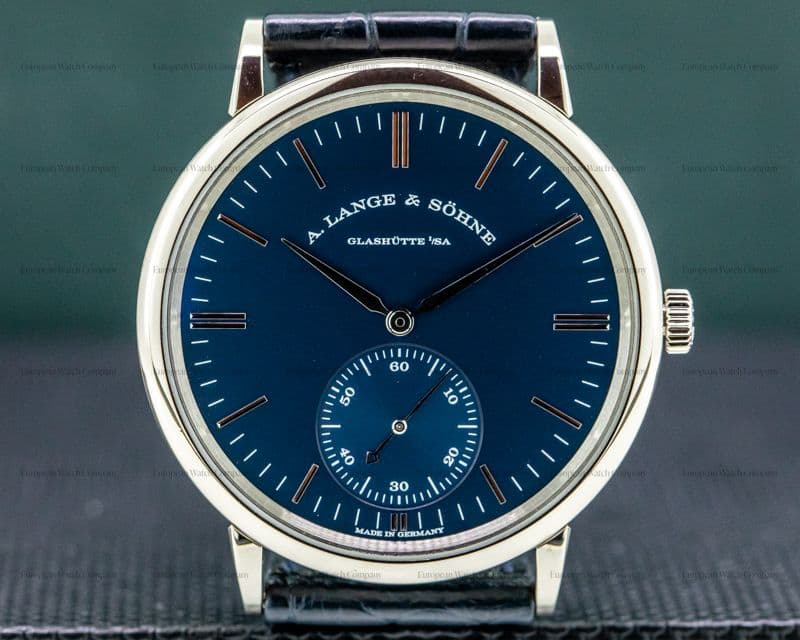 A. Lange and Sohne Saxonia BLUE DIAL Automatik 18K White Gold NOVELTY