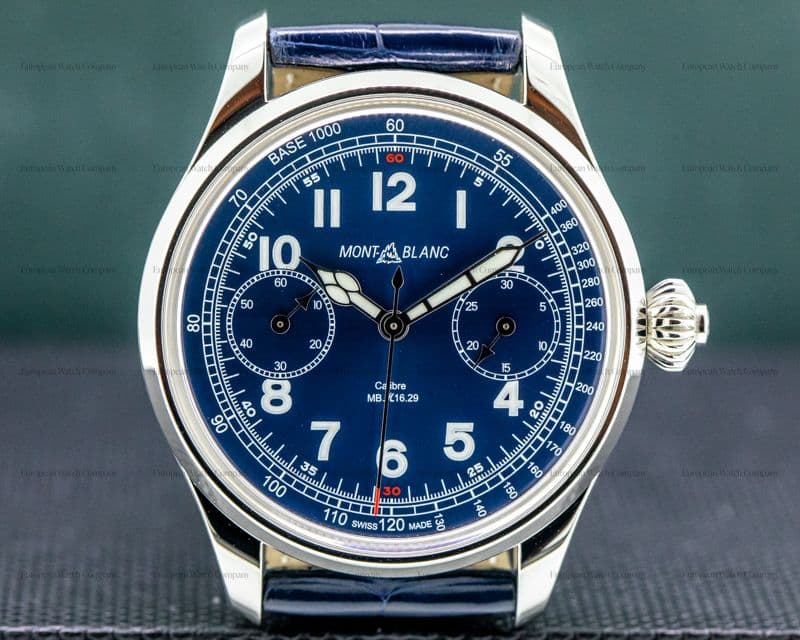 Montblanc 1858 Monopusher Chronograph Tachymeter Blue Dial