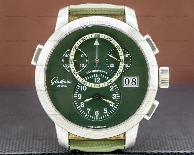 Glashutte Original PanoNavigator Platinum Green Dial RARE