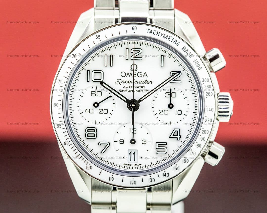 Omega Speedmaster Chronograph 38mm white ceramic Bezel SS / Bracelet