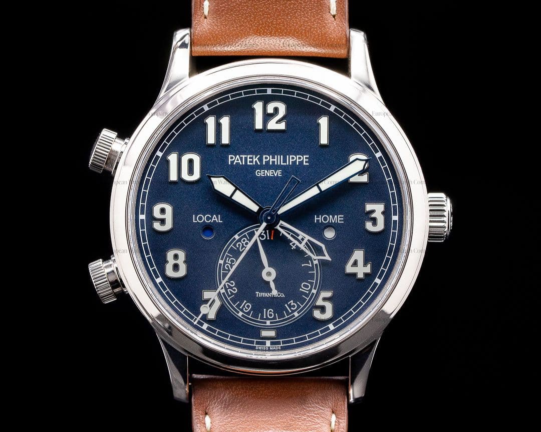 Patek Philippe Calatrava 5524G "TIFFANY" Pilot Travel Time 18k White Gold TIFFANY