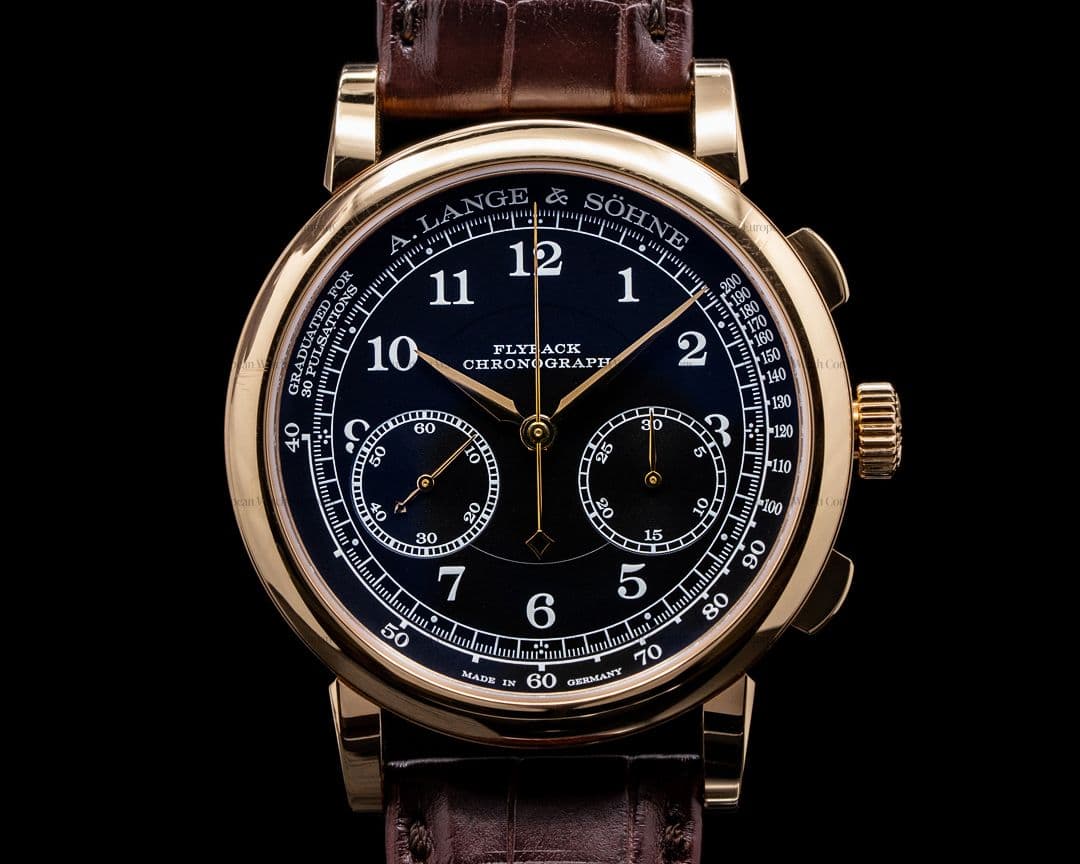 A. Lange and Sohne 1815 Flyback 414.031 Chronograph Black Dial 18K Rose Gold