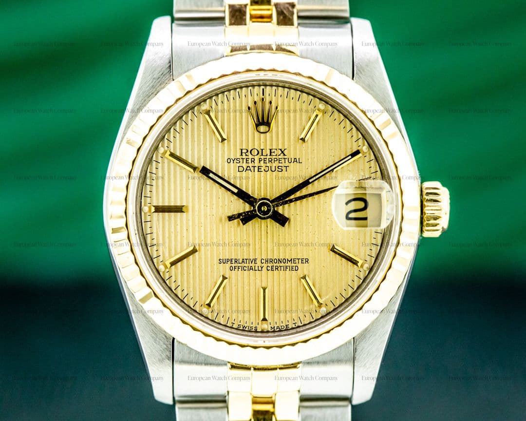 Rolex Oyster Perpetual Datejust Champagne Tapestry Dial 18K / SS 31MM