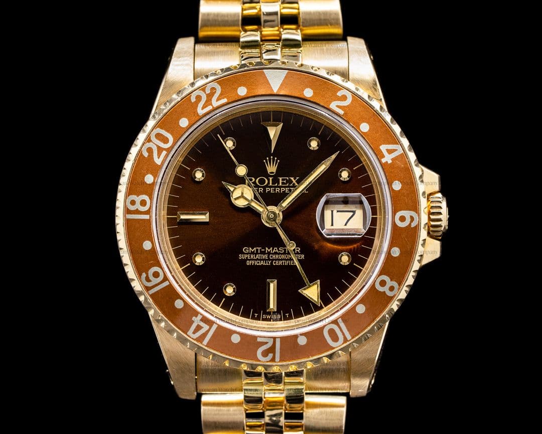 Rolex GMT Master 16758 Nipple Dial 18k Yellow Gold Jubilee NICE