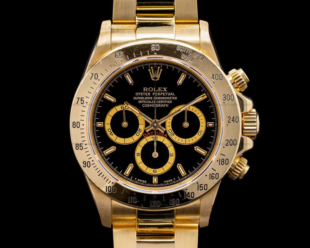 Rolex Daytona Zenith Black Dial 18K Yellow Gold / Bracelet NICE w PAPERS
