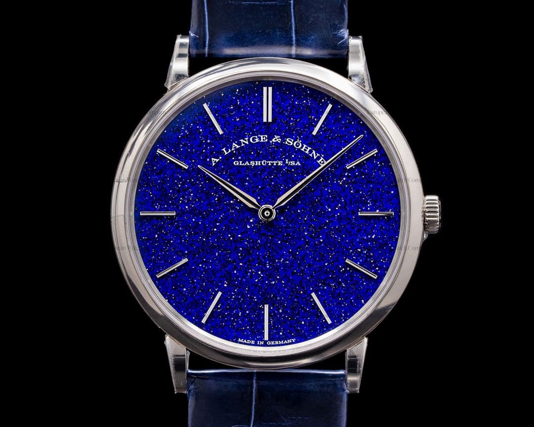 A. Lange and Sohne Saxonia 205.086 Thin Manual Wind Blue Gold-Flux Dial