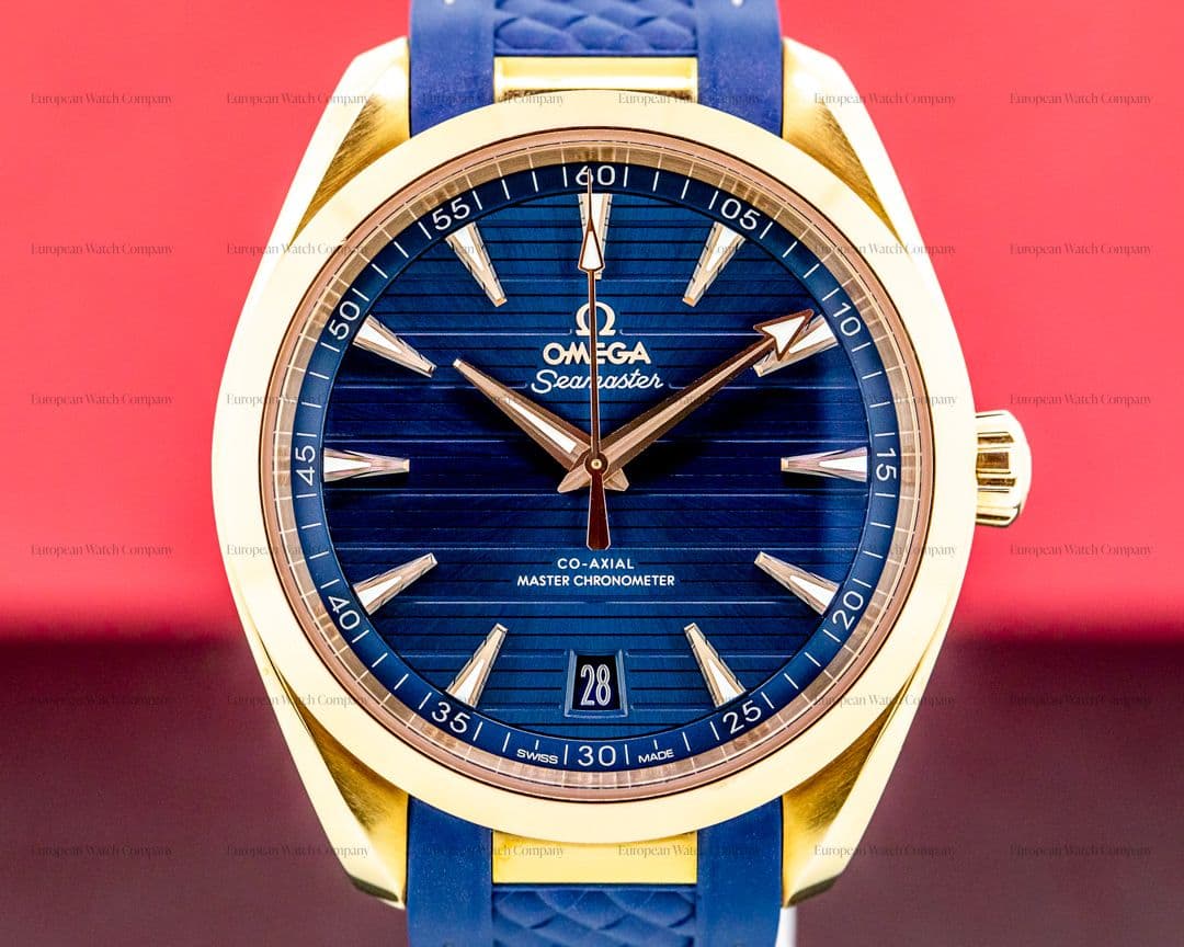 Omega Seamaster Aqua Terra Co-Axial Master Blue Dial 18k Rose Gold