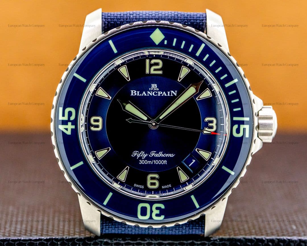 Blancpain Fifty Fathoms / Blue Dial Titanium Bracelet with Sail cloth UNWORN