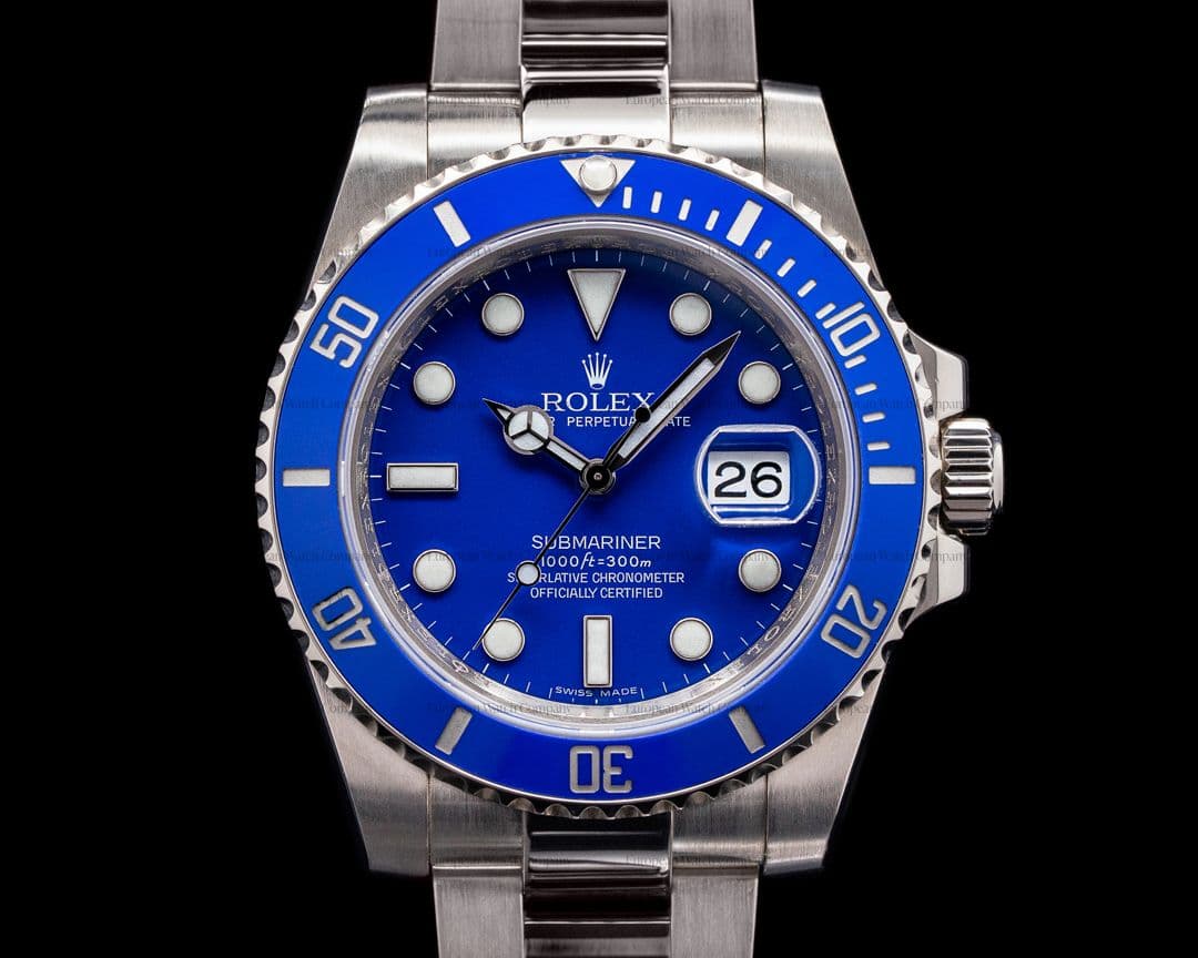 Rolex Submariner SMURF Date 116619LB 18K White Gold Blue Dial