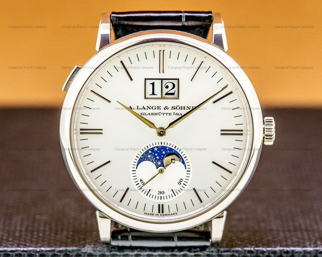 A. Lange and Sohne Saxonia 384.026 Moon Phase 384.026 Automatik 18K White Gold / Silver Dia