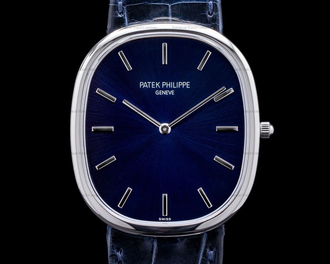 Patek Philippe Golden 5738P Ellipse Platinum Blue Dial 2021 UNWORN