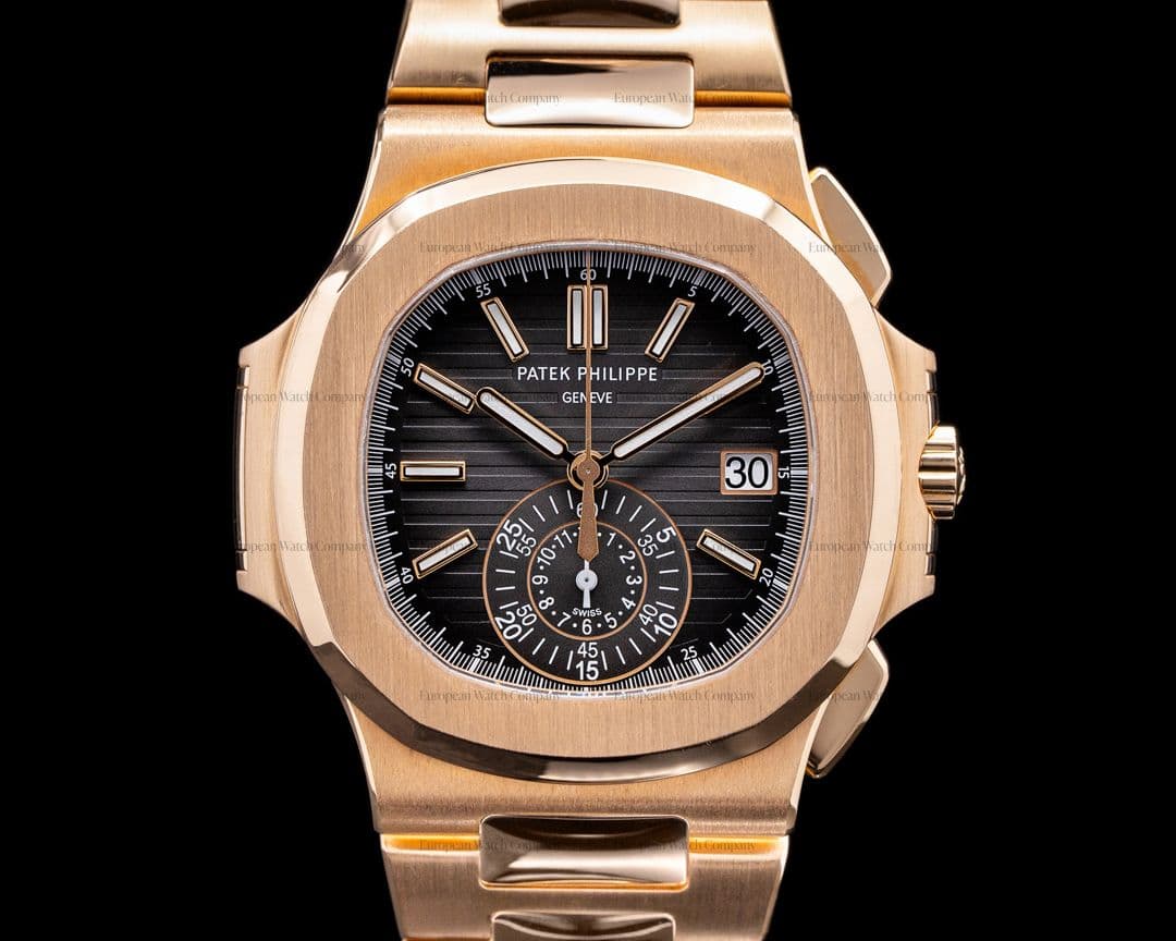 Patek Philippe Nautilus 5980/1R Chronograph 18K + MATCHING CUFF LINKS