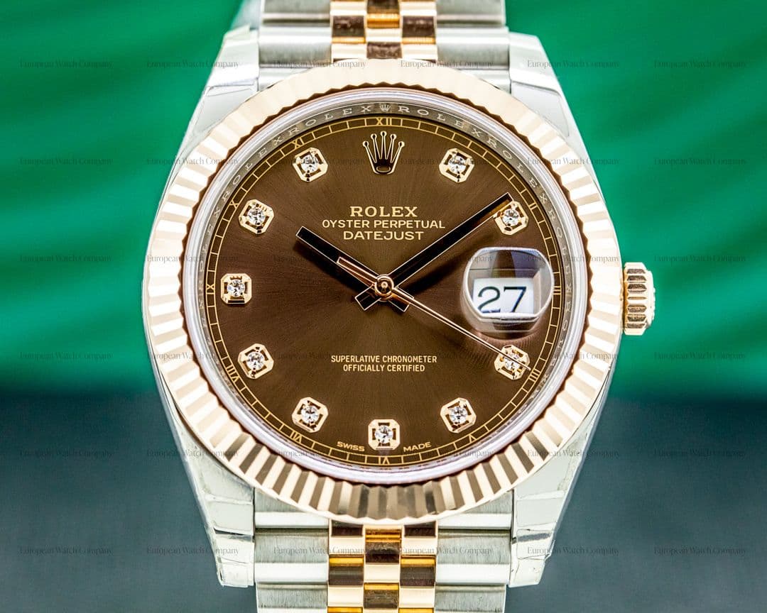 Rolex Datejust 41 126331 Tobacco Brown Diamond Dial 18K Rose / SS