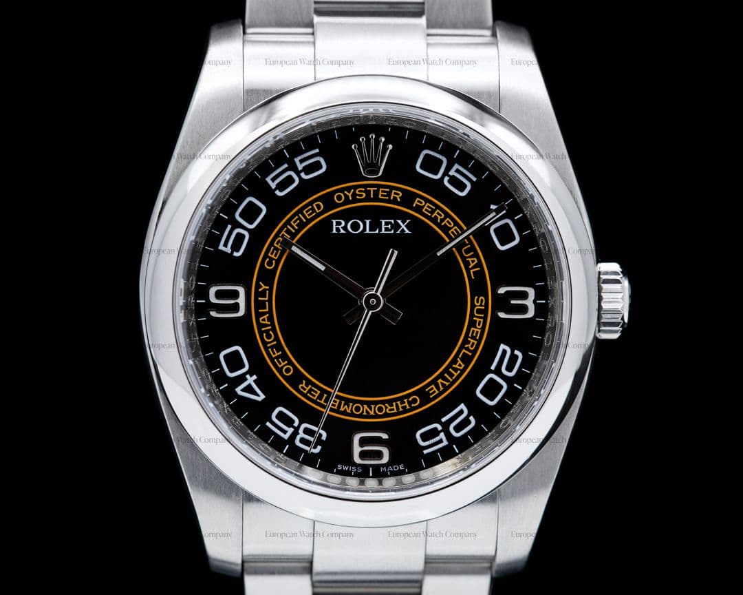 Rolex Oyster Perpetual 116000 SS Black & Orange Dial