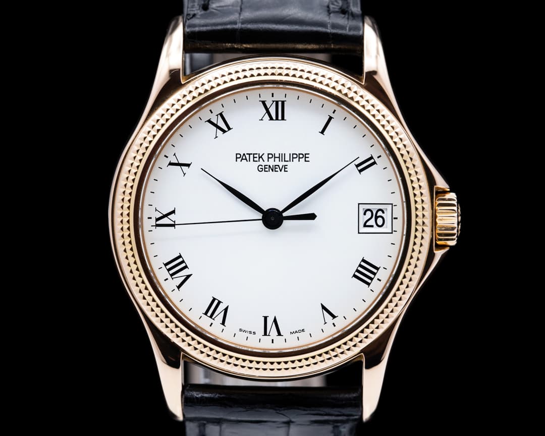 Patek Philippe Calatrava 18K Rose Gold White Roman Hobnail
