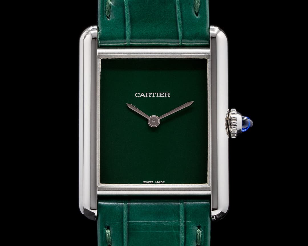 Cartier Tank Must Watch SS Large GREEN 2021 UNWORN