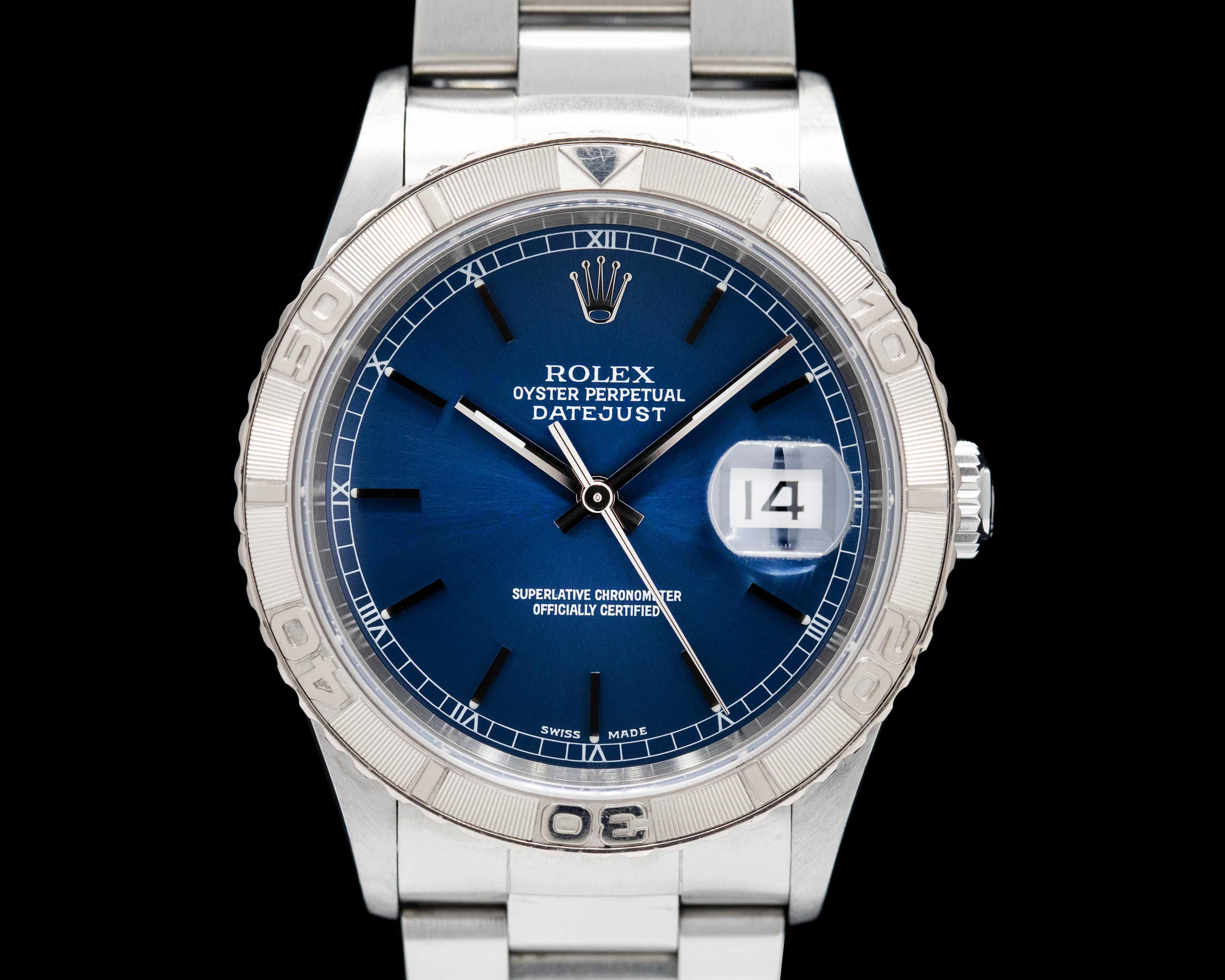 Rolex Datejust Turn O Graph SS Blue Stick Dial