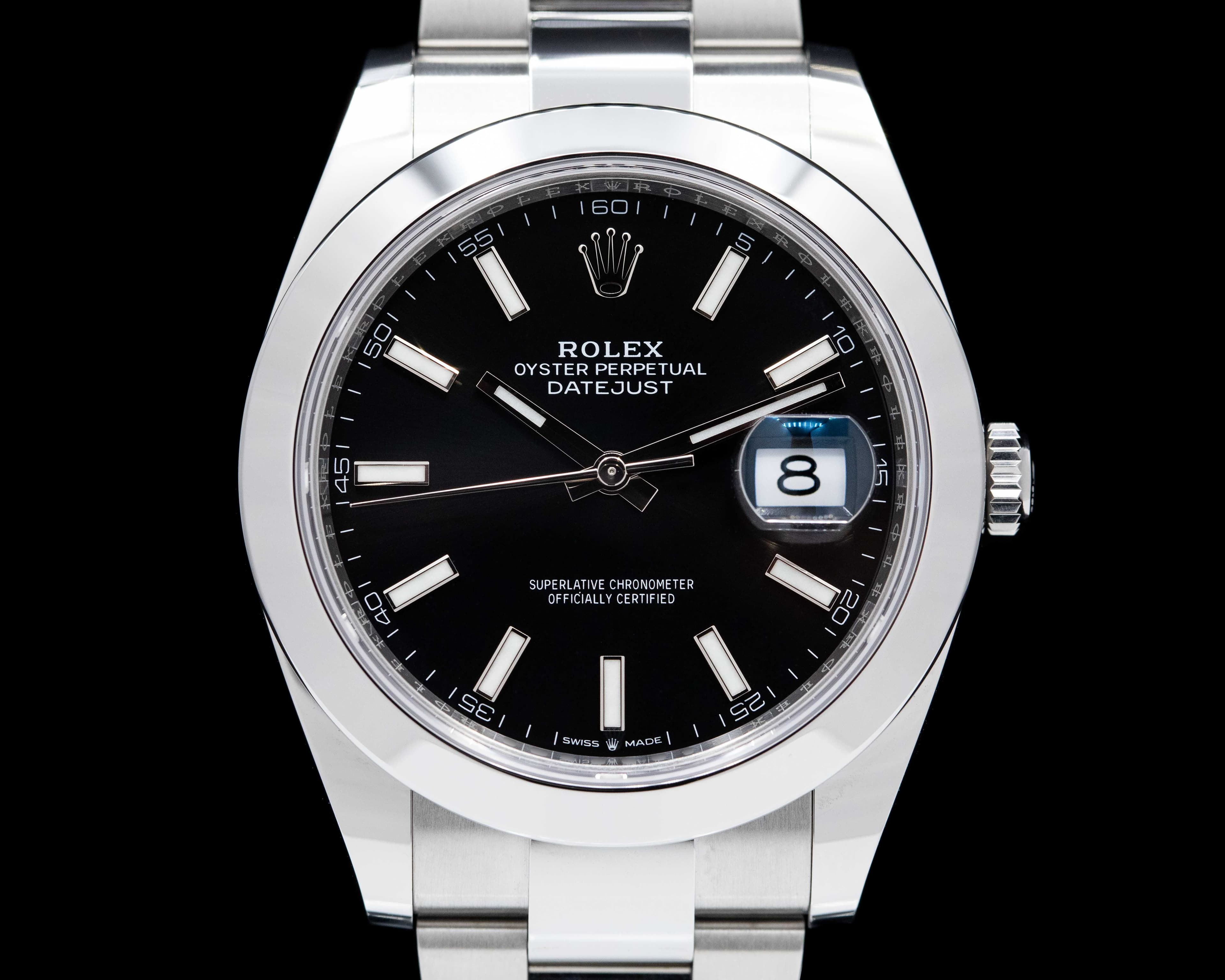 Rolex Datejust 41 126300 Black Stick Dial SS UNWORN