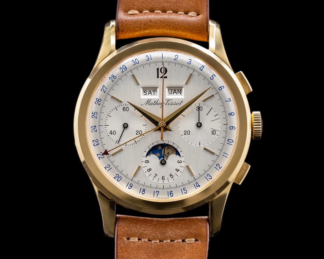 Mathey Tissot Vintage Triple Calendar Chronograph Moonphase Valjoux 88