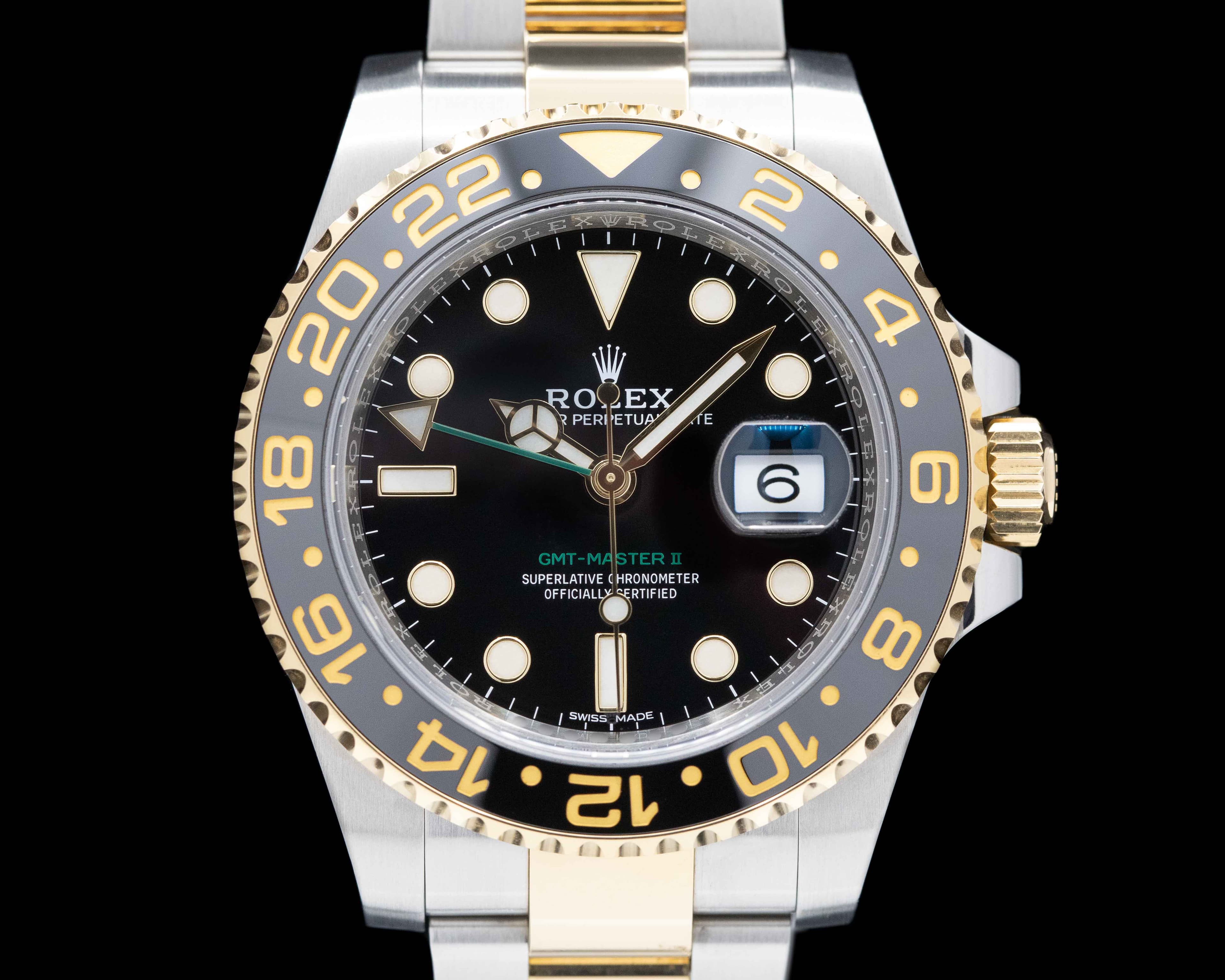 Rolex GMT Master II 116713LN SS / 18K Yellow Gold Black Dial