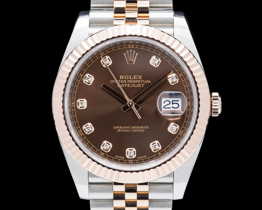 Rolex Datejust 41 126331 Tobacco Brown Diamond Dial 18K Rose / SS