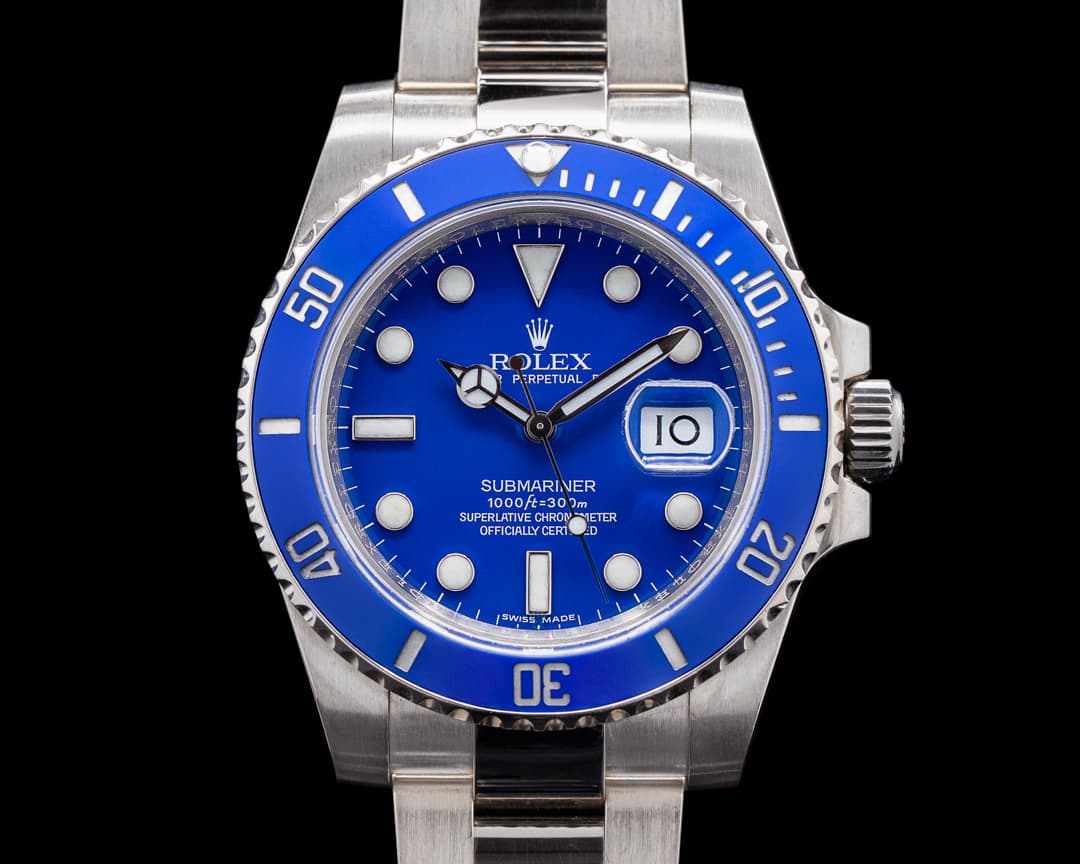 Rolex Submariner SMURF Date 116619LB 18K White Gold Blue Dial