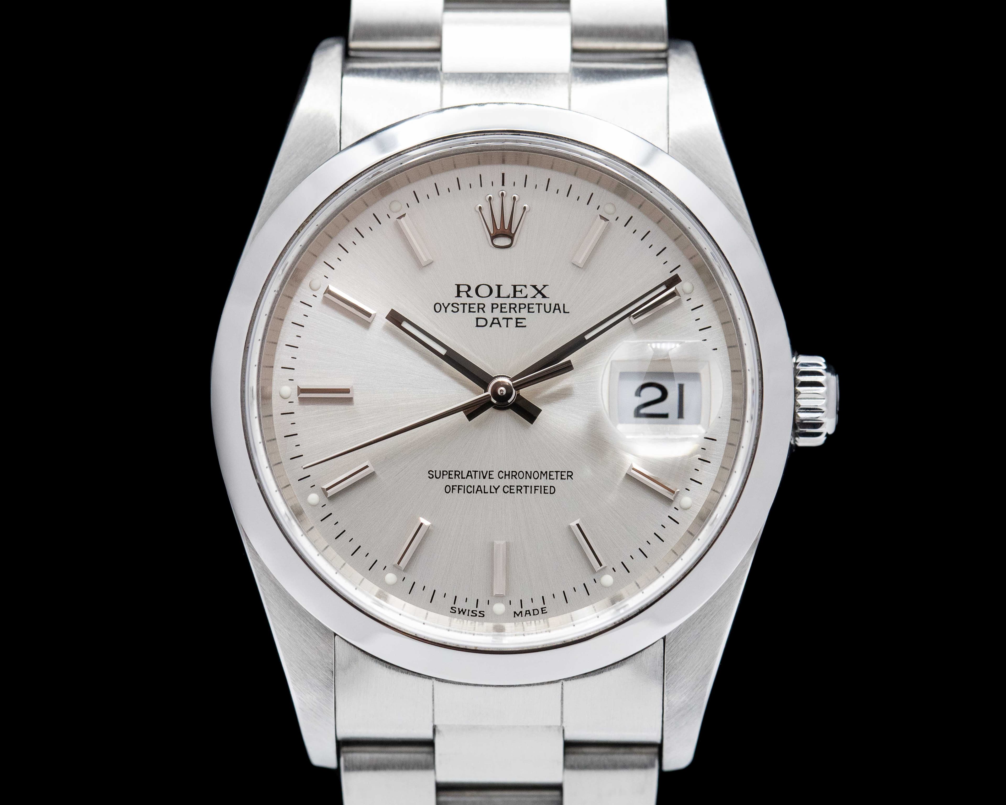 Rolex Oyster Perpetual Date Silver Dial SS