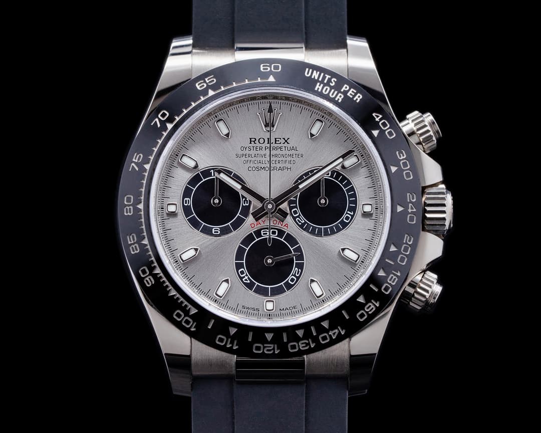 Rolex Daytona 116519 18K White Gold Ceramic Oysterflex Silver Dial