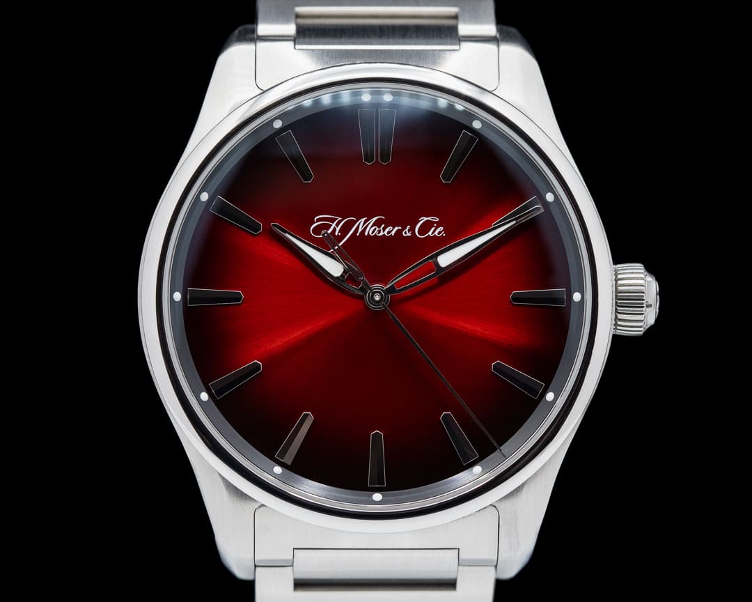 H. Moser and Cie. Pioneer Centre Seconds Cosmic Red Fume Dial Bracelet