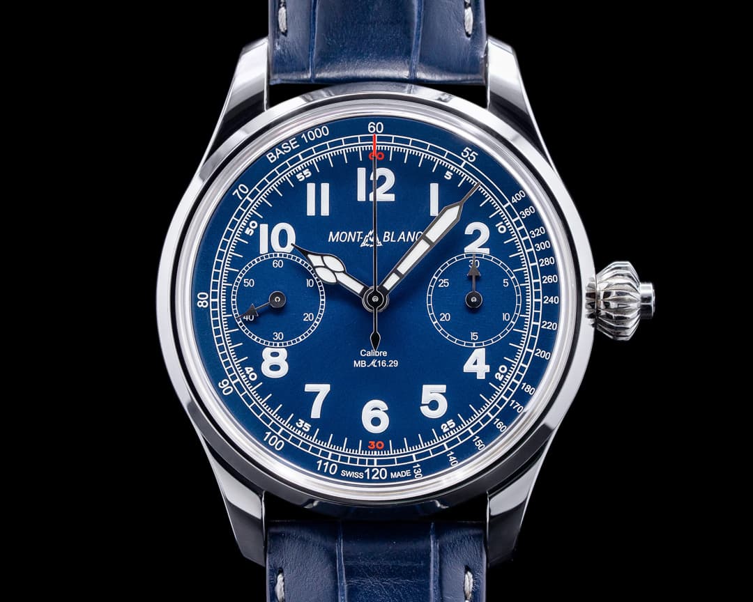 Montblanc 1858 Monopusher Chronograph Tachymeter Blue Dial