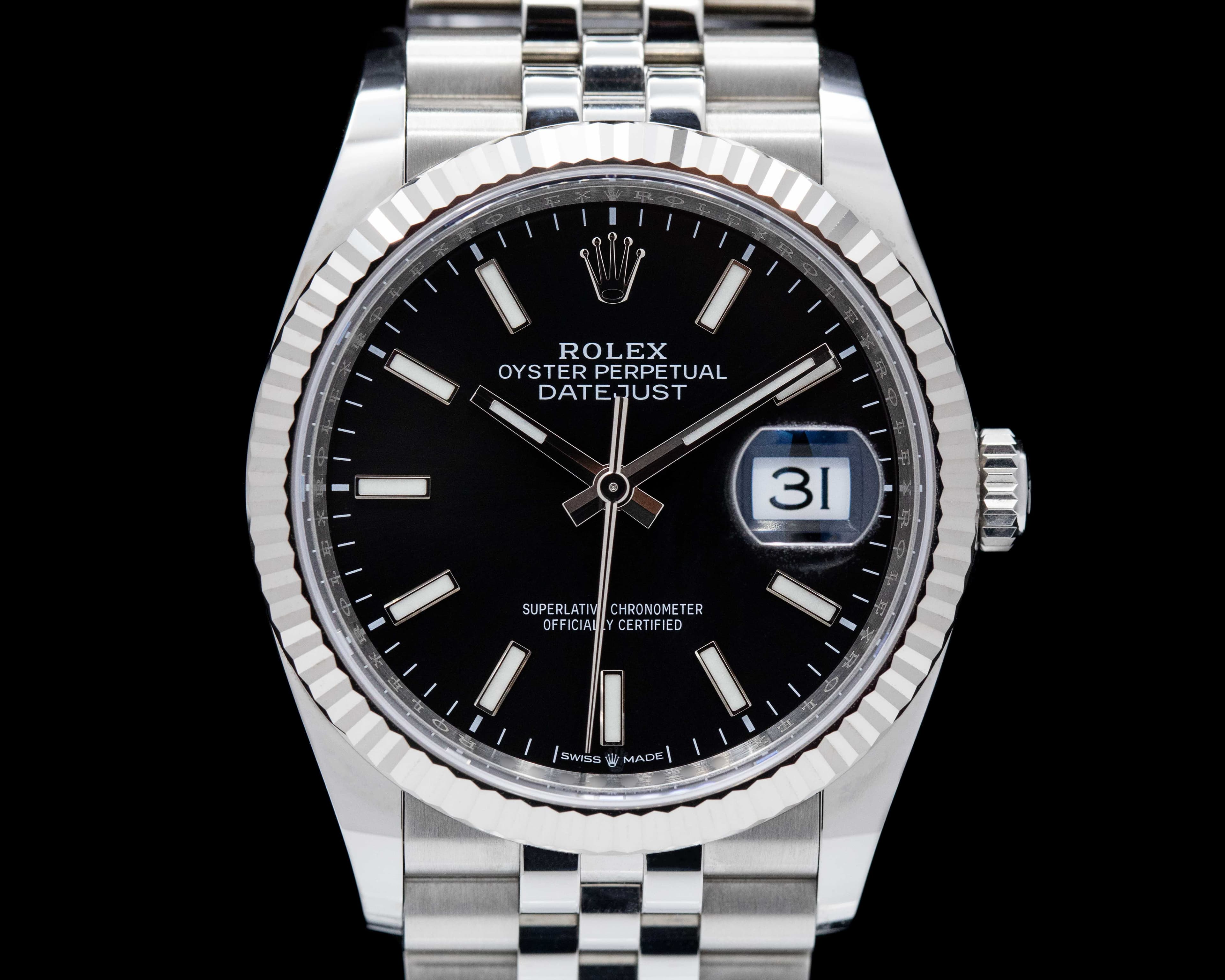 Rolex Datejust Black Stick Dial / Jubilee Bracelet