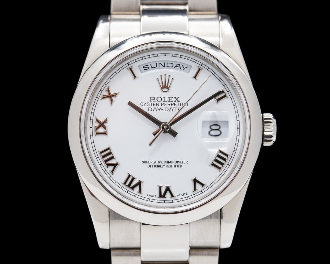 Rolex Day Date Oyster President White Roman 18K White Gold