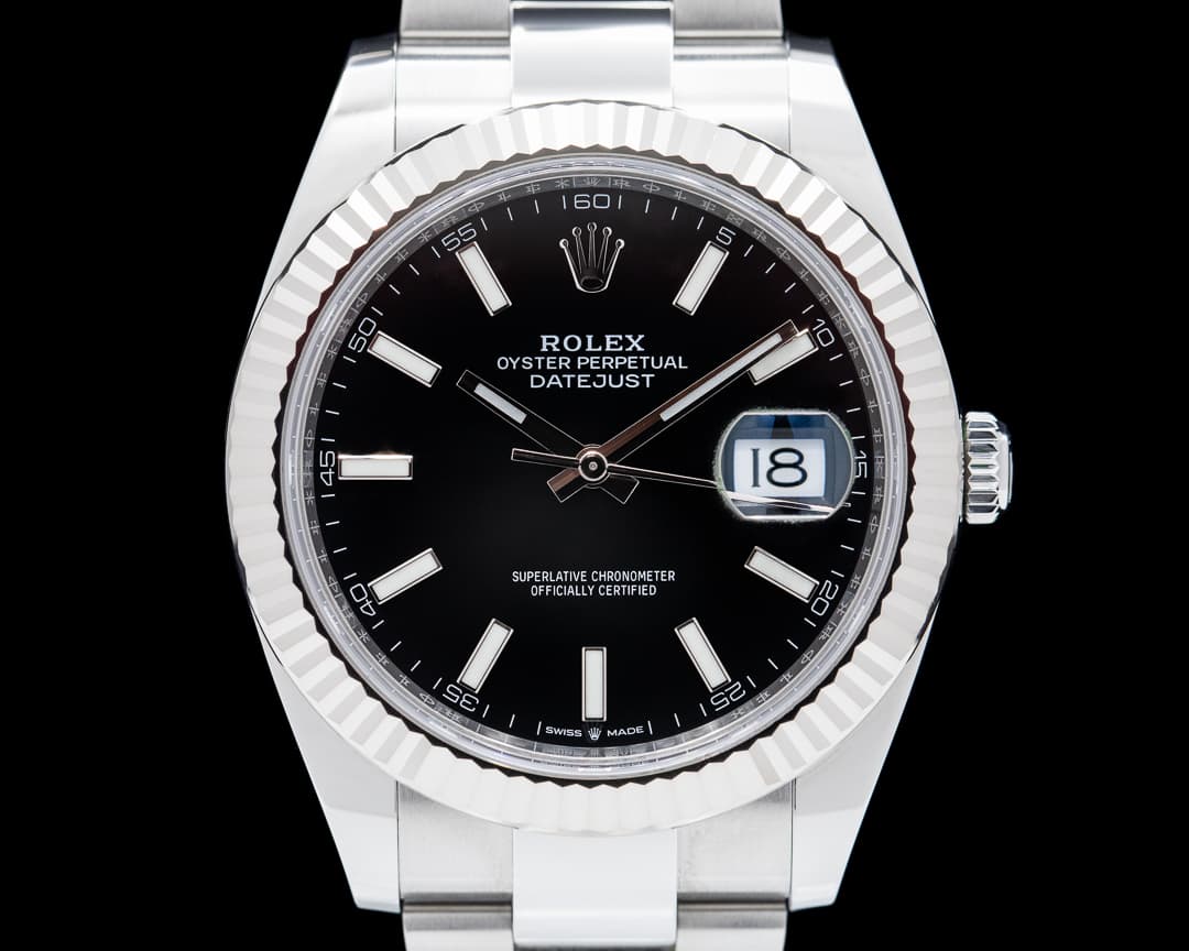 Rolex Datejust 41 Black Stick Dial SS 2021