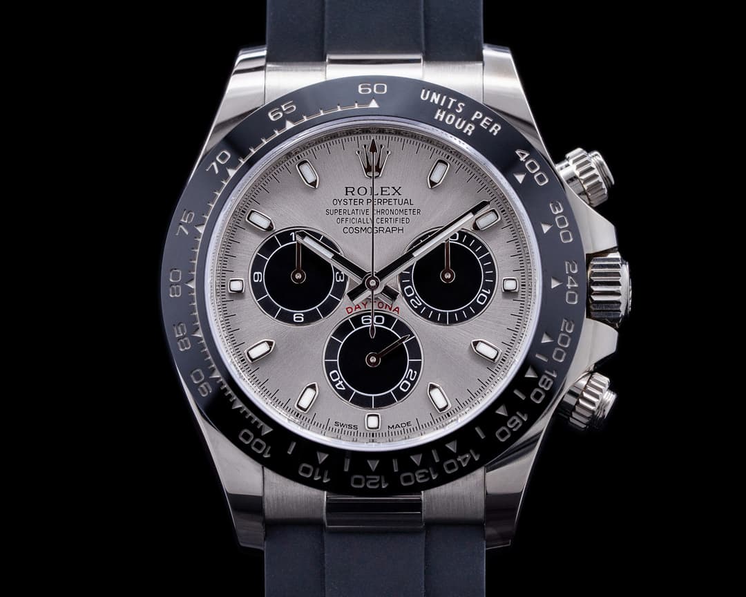 Rolex Daytona 116519 18K White Gold Ceramic Oysterflex Silver Dial