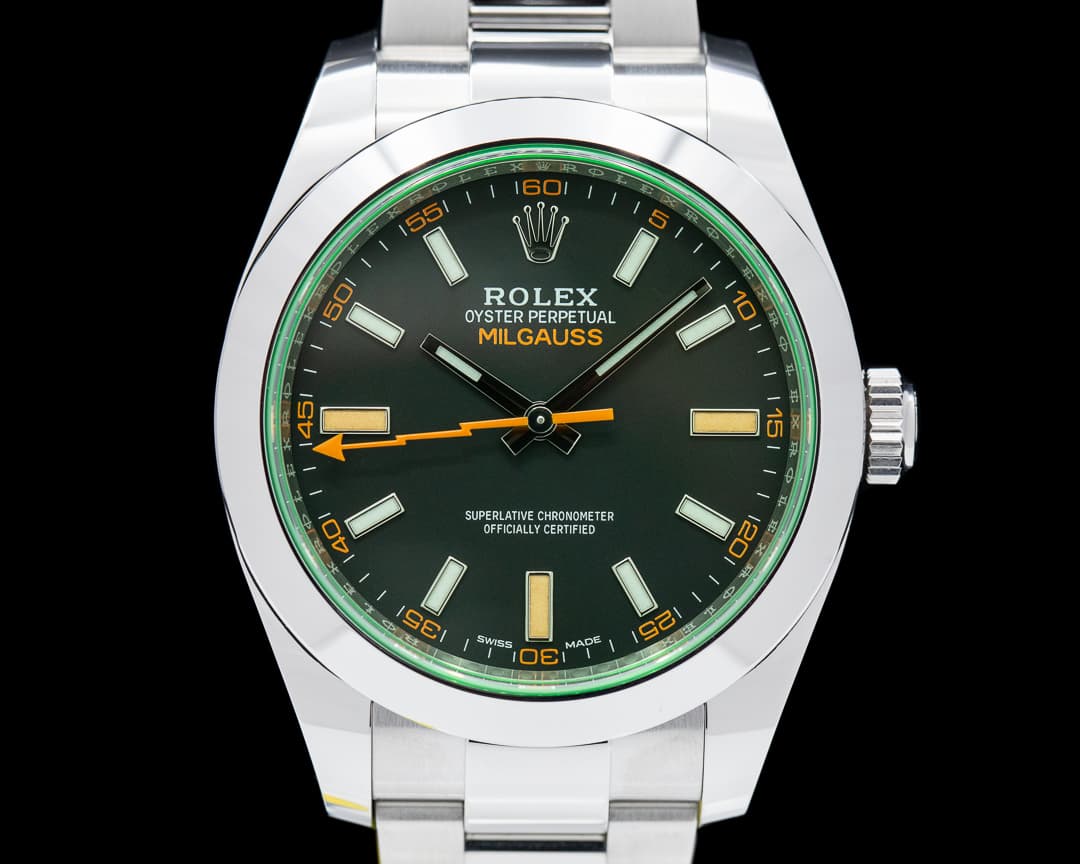 Rolex Milgauss 116400V SS Black Dial Green Crystal 2021
