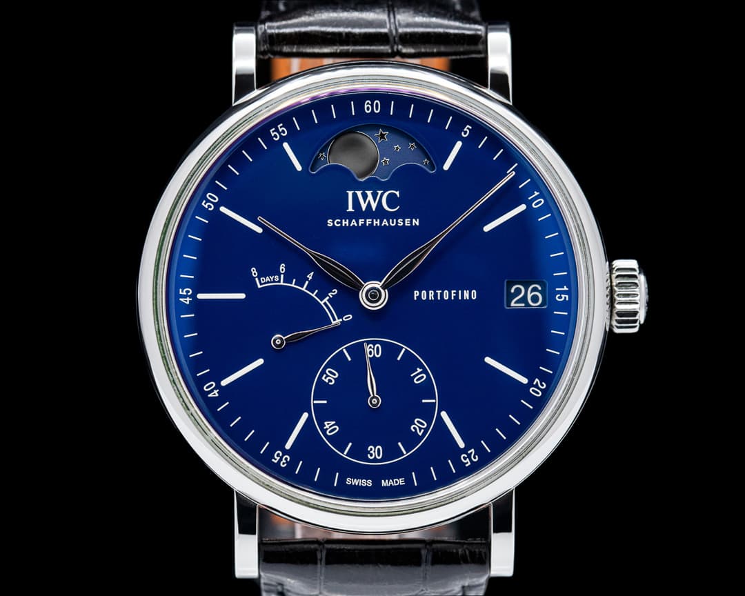 IWC Portofino Hand Wound Eight Days SS Blue Dial 150 Years LIMITED