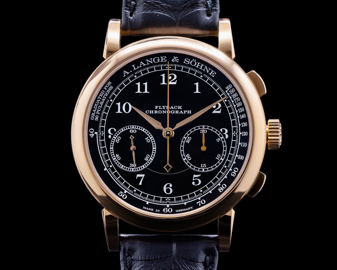 A. Lange and Sohne 1815 Flyback 414.031 Chronograph Black Dial 18K Rose Gold