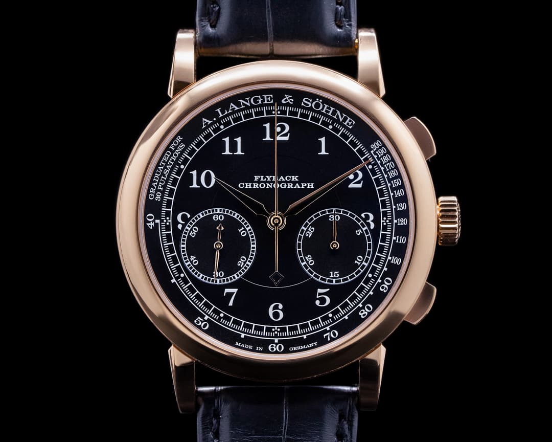 A. Lange and Sohne 1815 Flyback 414.031 Chronograph Black Dial 18K Rose Gold