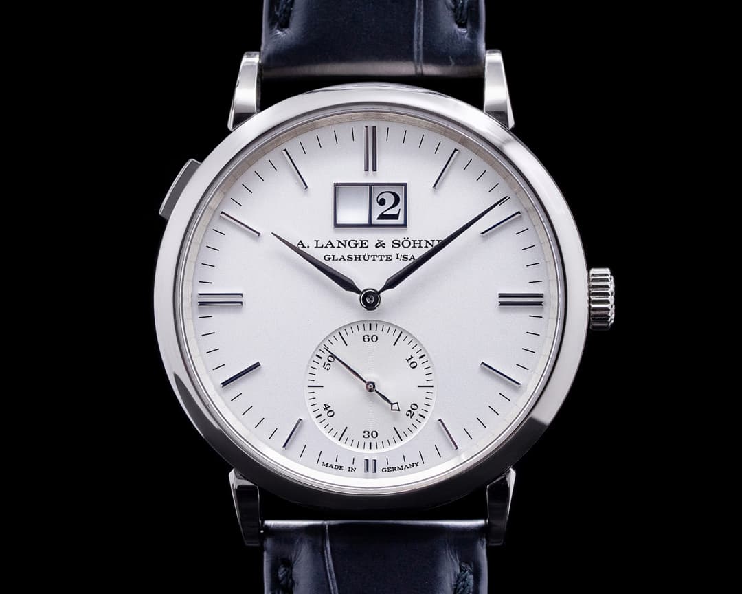 A. Lange and Sohne Saxonia Outsize Date Automatik 18K White Gold / Silver Dial
