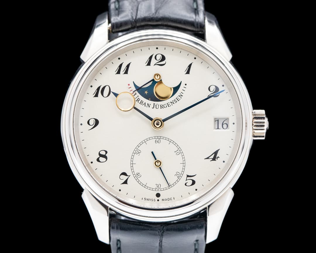 Urban Jurgensen Jules Collection 2340WG 18k White Gold Moonphase / Breguet Numerals