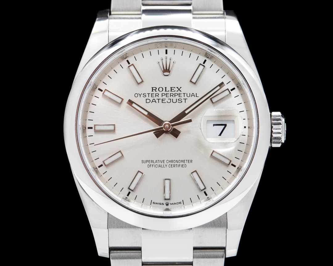 Rolex Datejus 36t Silver Stick Dial / Oyster Bracelet