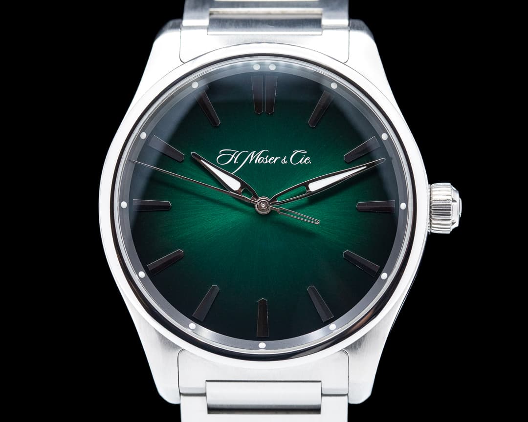 H. Moser and Cie. Pioneer Centre Seconds Cosmic Green Fume Dial SS/SS WOW