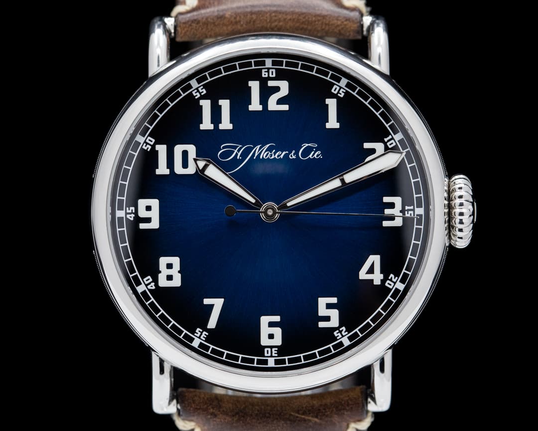 H. Moser and Cie. Heritage Pilot Center Seconds Funky Blue Dial