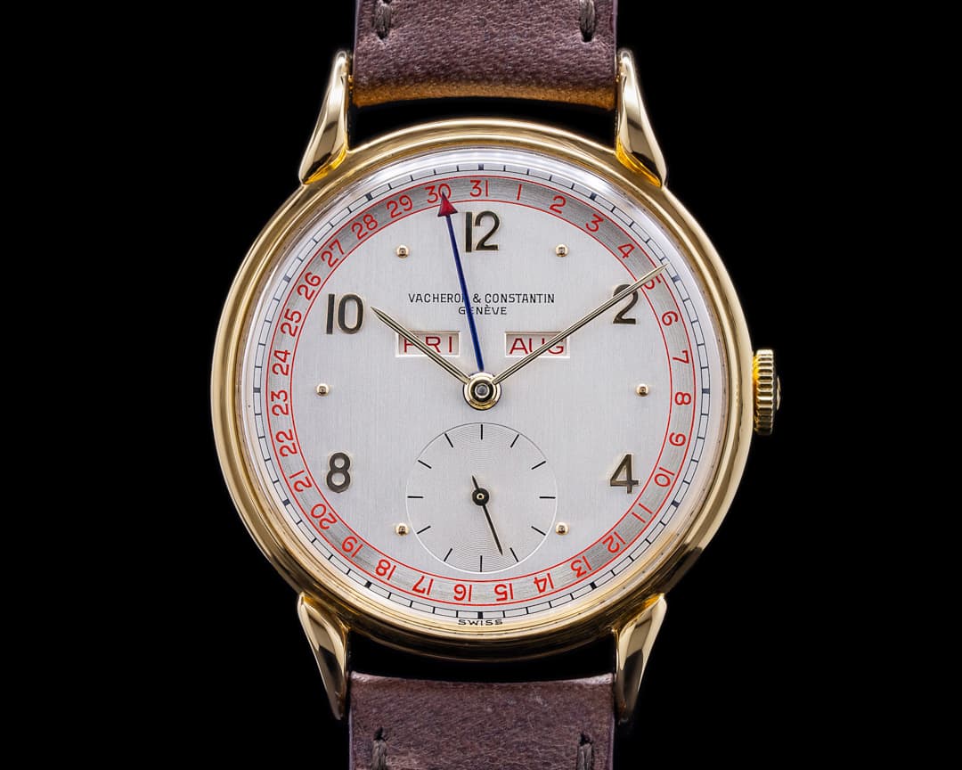 Vacheron Constantin Les Collectionneurs Vintage 1945 Triple Date "Cornes De Vache" 18k YG