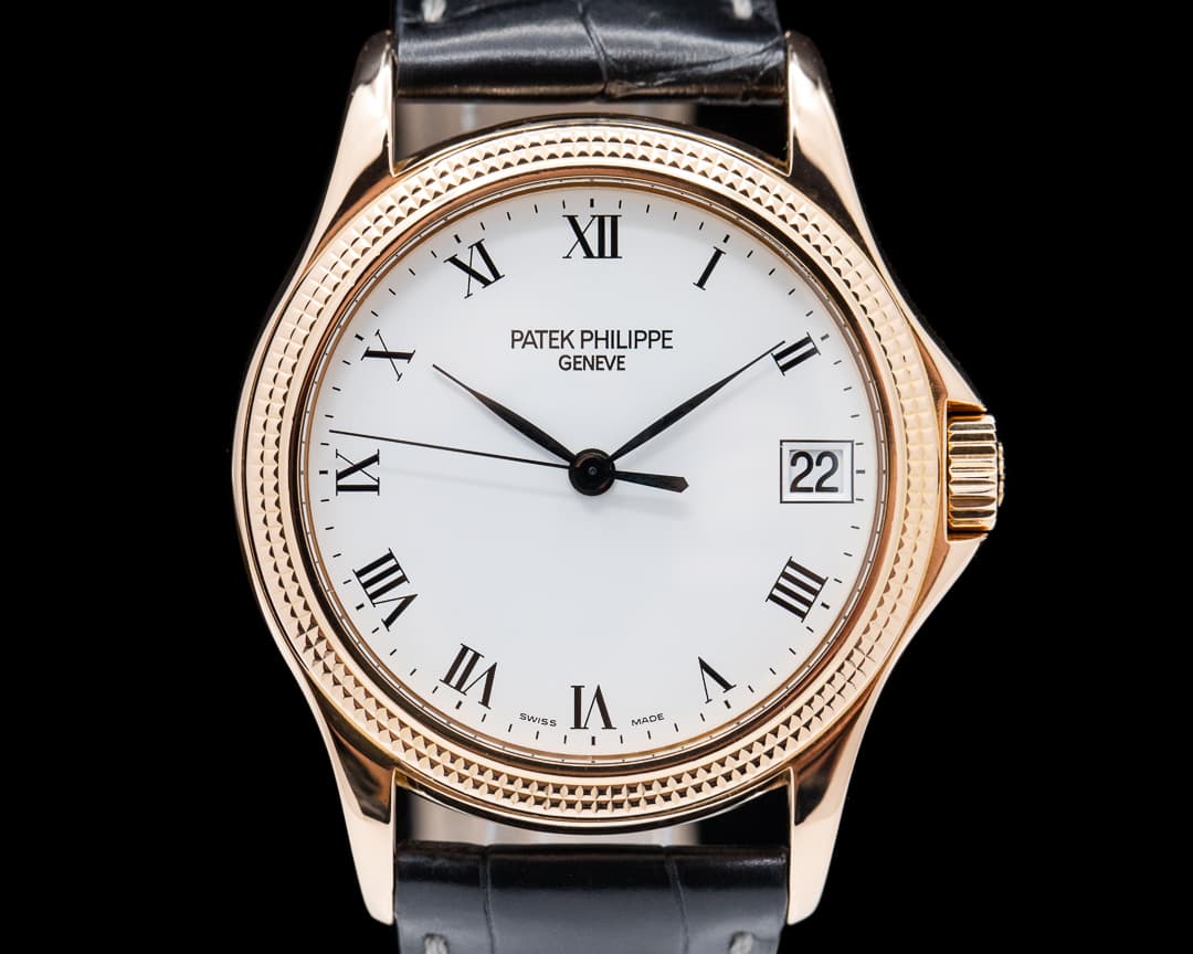 Patek Philippe Calatrava 18K Rose Gold White Roman Hobnail