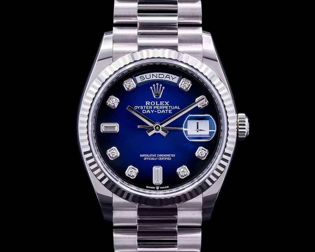 Rolex Day Date President 128239 "Blue Ombre" Fume Diamond Dial 2021