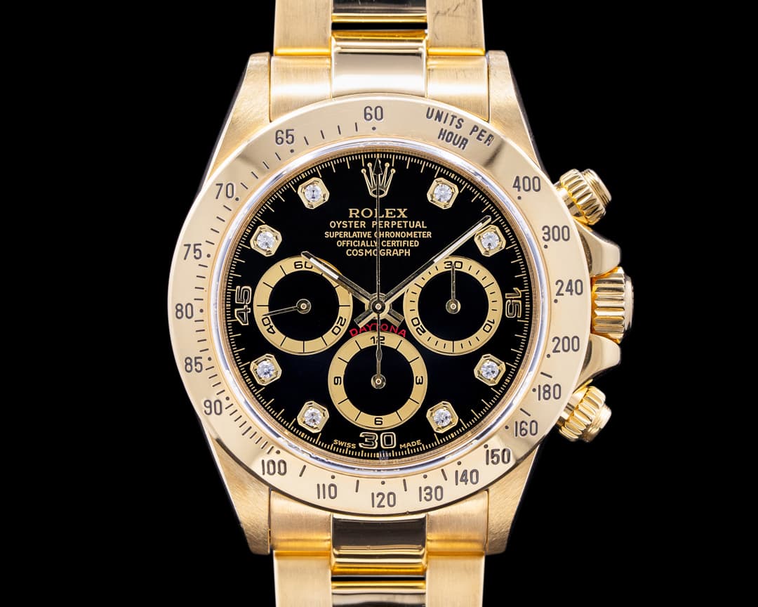 Rolex 1995 Zenith Daytona Black Diamond Dial 18K PUNCHED PAPERS