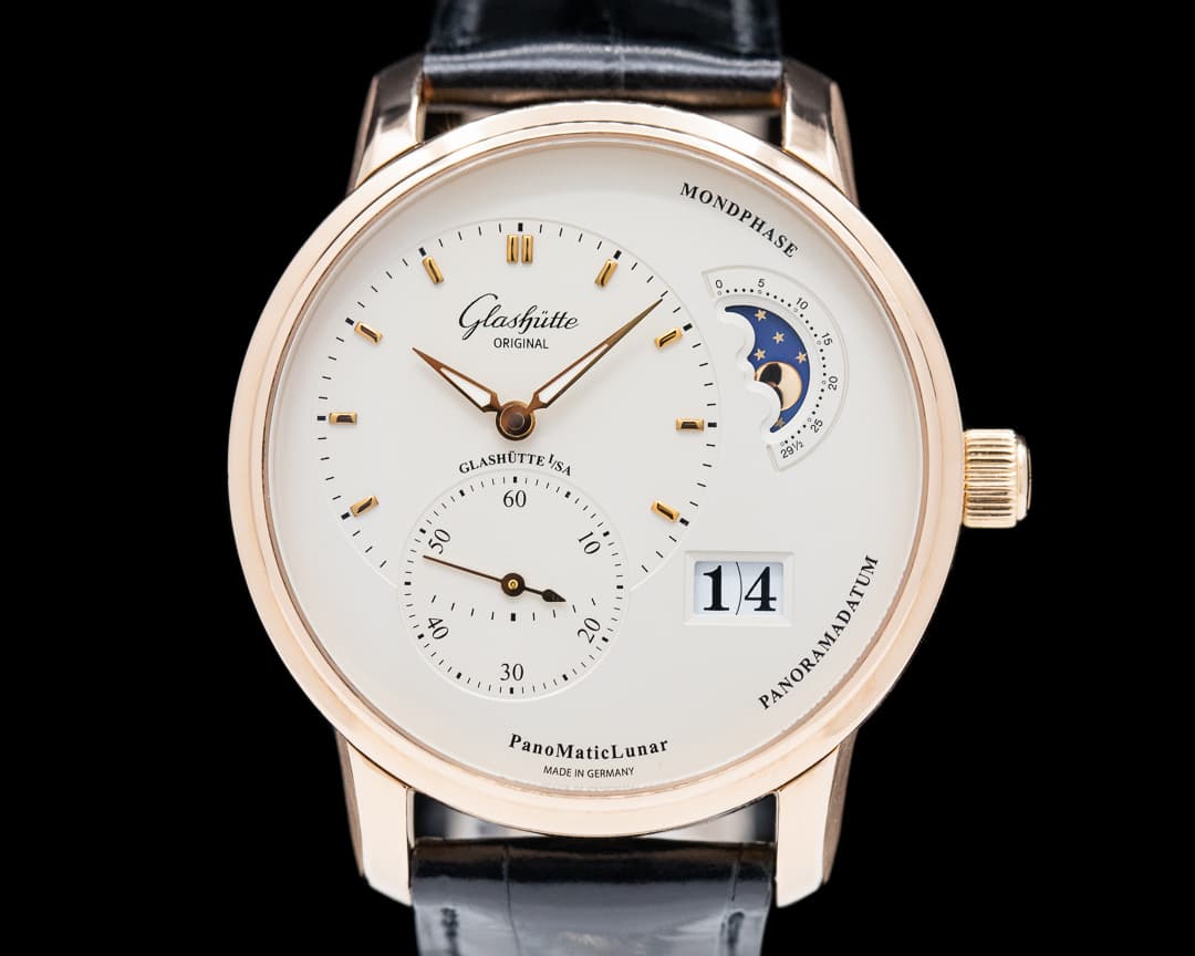 Glashutte Original PanoMaticLunar Silver Dial 18K Rose Gold